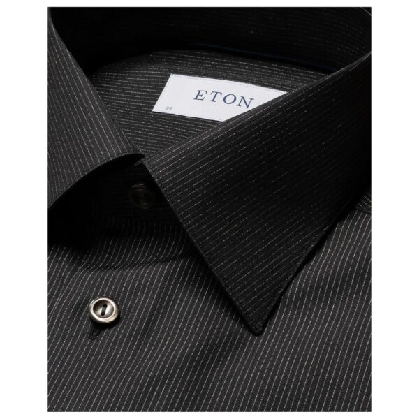 Eton Slim Black Glitter Striped Signature Poplin Tuxedo Shirt - Image 2