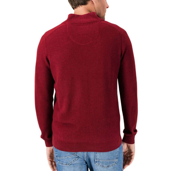 FYNCH HATTON Cotton Burgundy Half Zip Jumper back 2