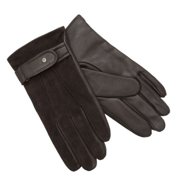 Fynch Hatton Bucksuede And Leather Dark Brown Gloves 1