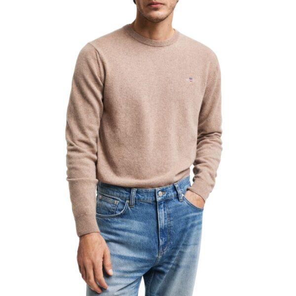 GANT Superfine Lambswool Sand Crew Neck Sweater