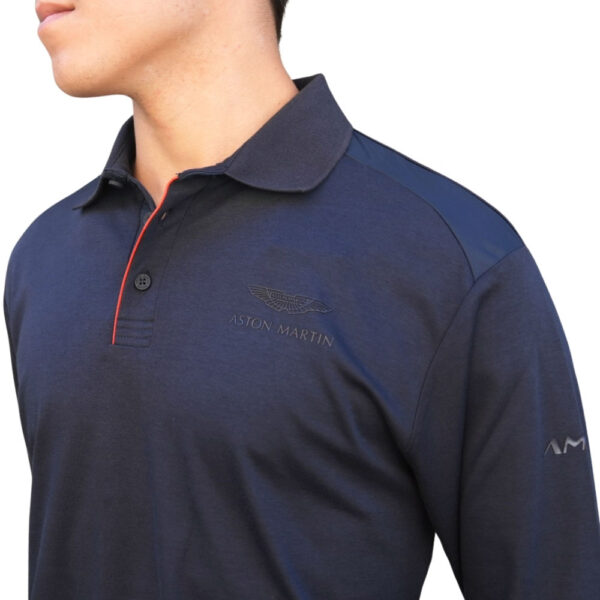 Hackett Aston Martin Blue Long Sleeve Polo detail