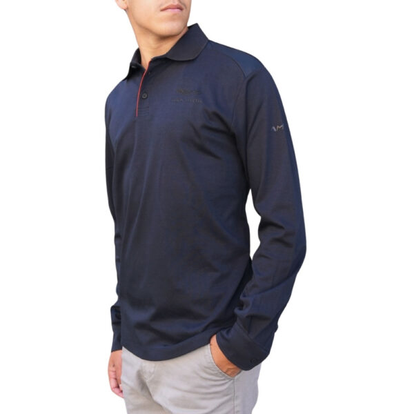 Hackett Aston Martin Blue Long Sleeve Polo side