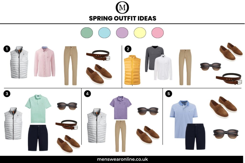 Outfit Ideas for Spring travel. All outfits have pastel colour theme.