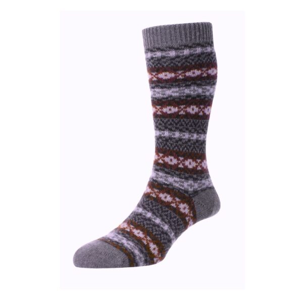 Pantherella Waddington Cashmere Navy Patterned Socks