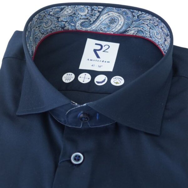 R2 Navy shirt with Paisley detail 2