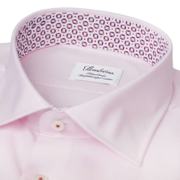 Stenstroms Pink Shirt geometric detail collar