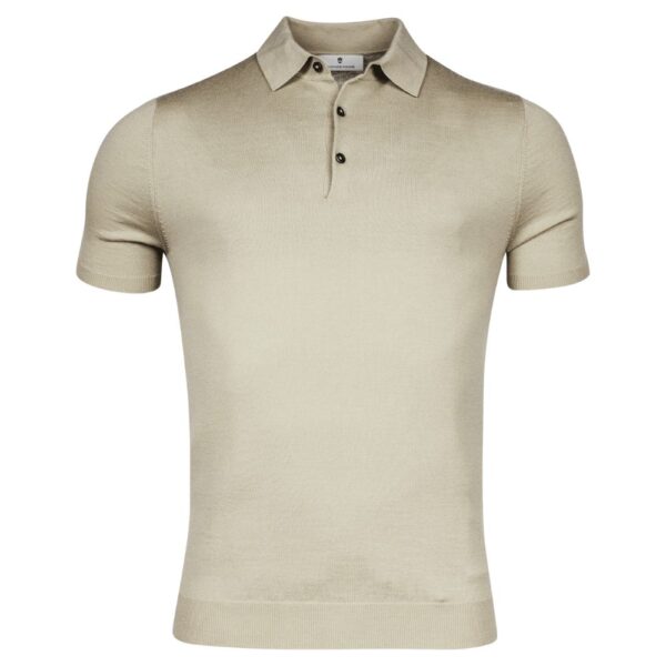 Thomas Maine Merino Wool Tan Polo Shirt