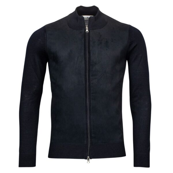 Thomas Maine Suede Front Navy Cardigan