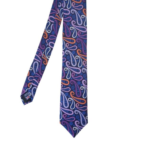 VAN BUCK Purple Paisley Silk Navy Tie 2