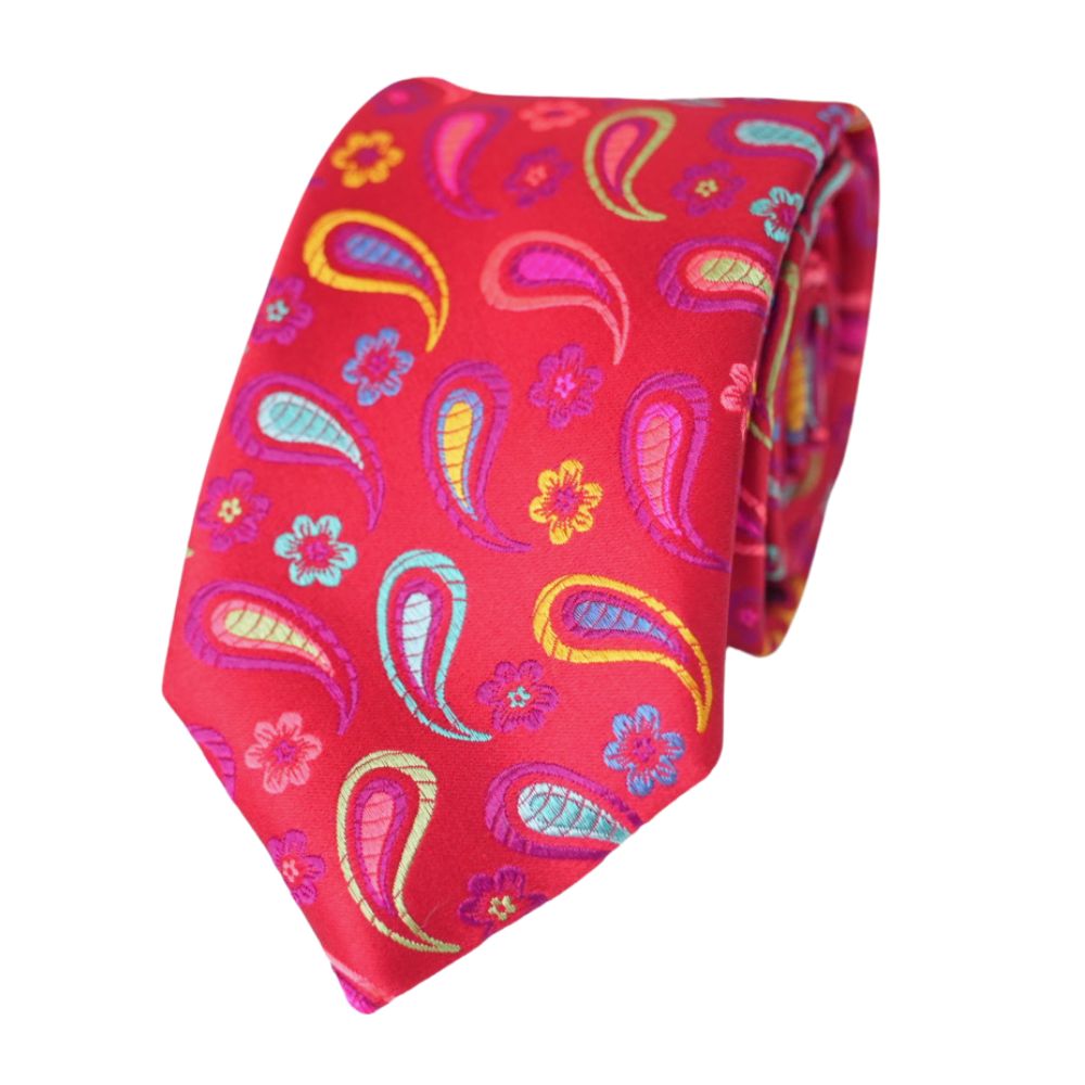 VAN BUCK Red Paisley Pattern Tie