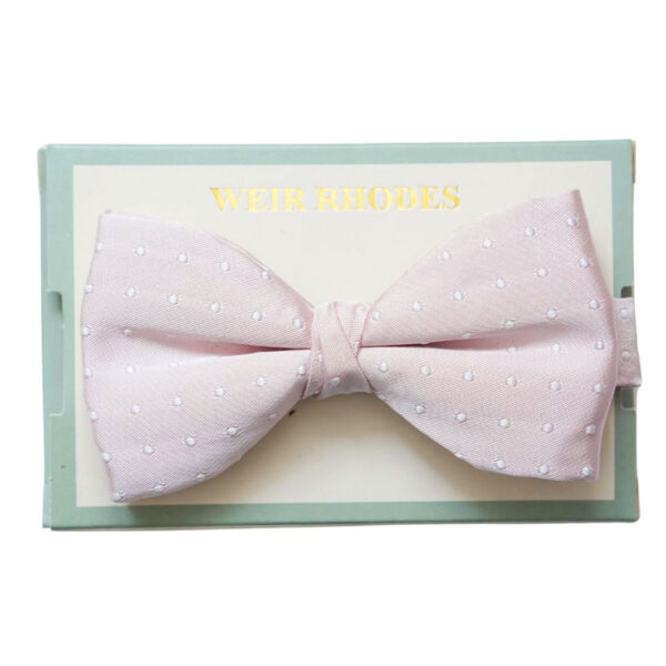 WARWICKS Pink Pre-tied Bow Tie with White Polka Dot