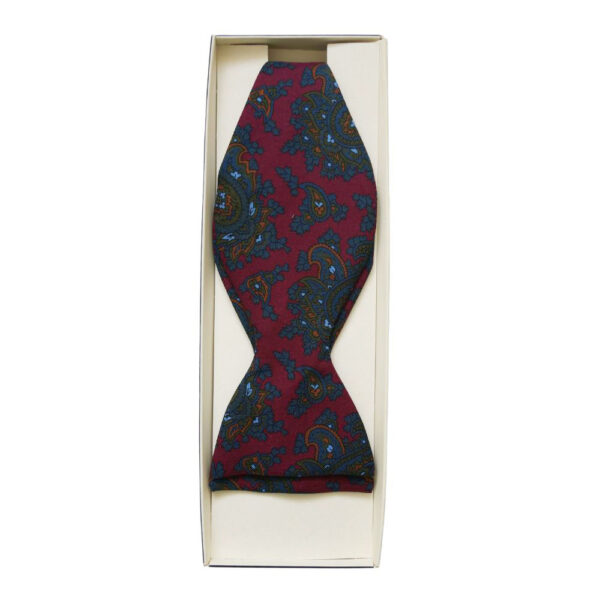 Warwicks Burgundy Self-Tie Silk Bow Tie with Paisley Pattern