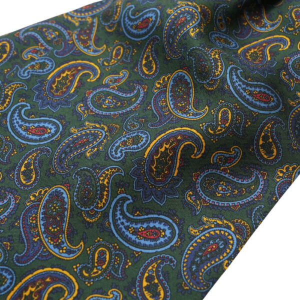 Warwicks Green Cravat with Paisley Pattern detail