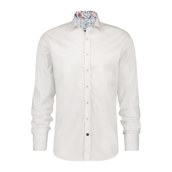 A FISH NAMED FRED Powerstretch Floral Trim White Shirt