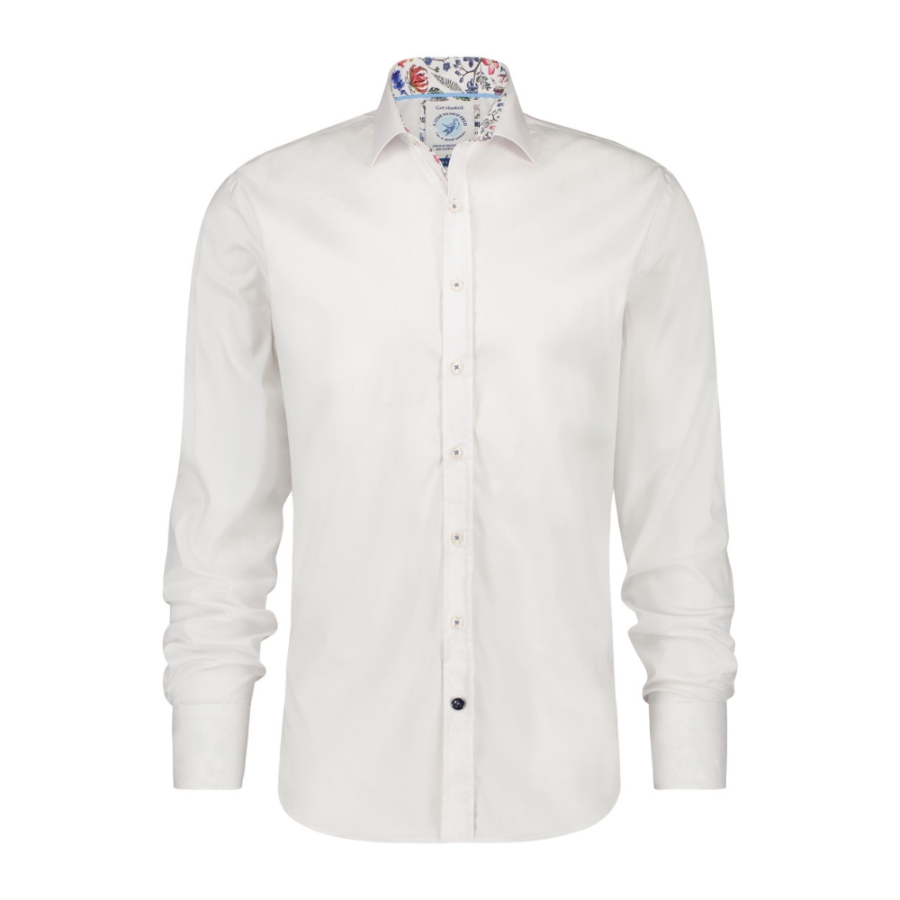 A FISH NAMED FRED Powerstretch Floral Trim White Shirt