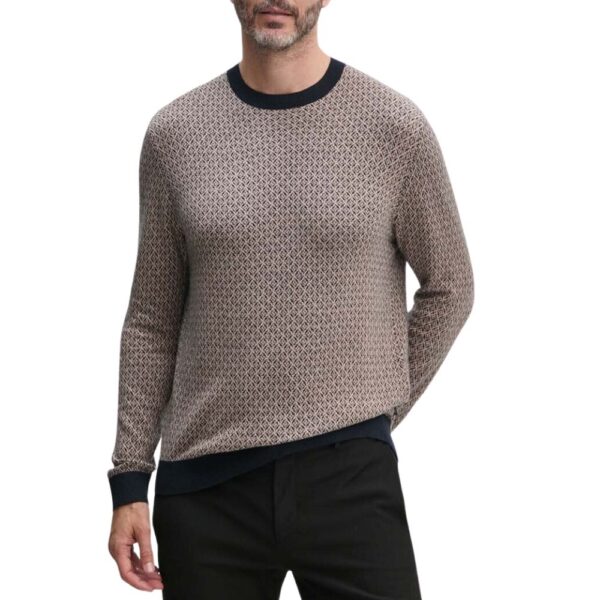 ARMANI EXCHANGE Cotton And Silk Brown And Blue Patterned Crew Neck jumper 2