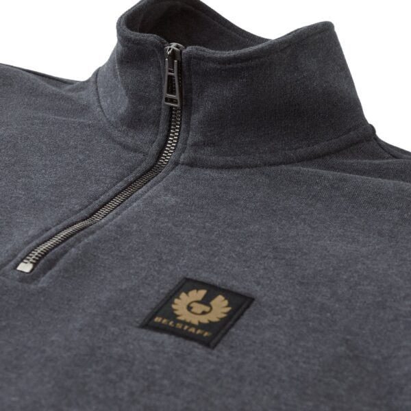 BELSTAFF Cotton Fleece Charcoal Heather Quarter Zip Sweatshirt 4