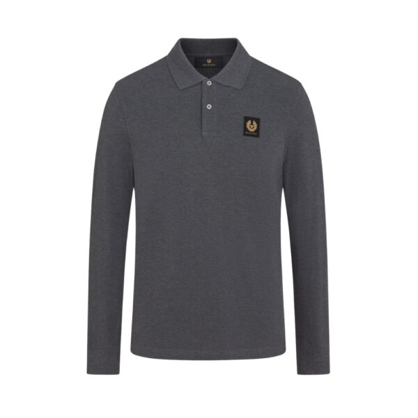 BELSTAFF Cotton Pique Charcoal Heather Long Sleeved Polo