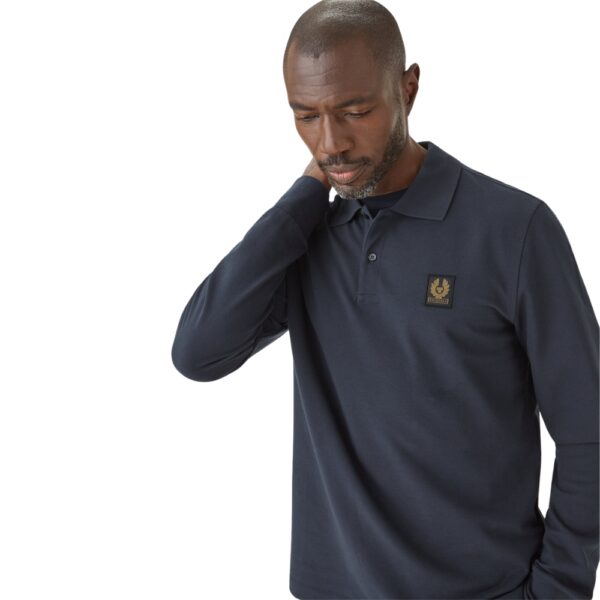 BELSTAFF Cotton Pique Dark Ink Long Sleeved Polo 2