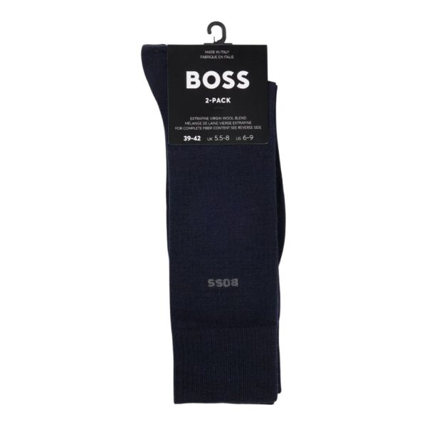 BOSS 2 Pack Navy Virgin Wool Blend Socks 2