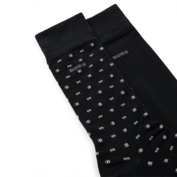 BOSS 2 Pack Regular Length Black Socks With Stretch