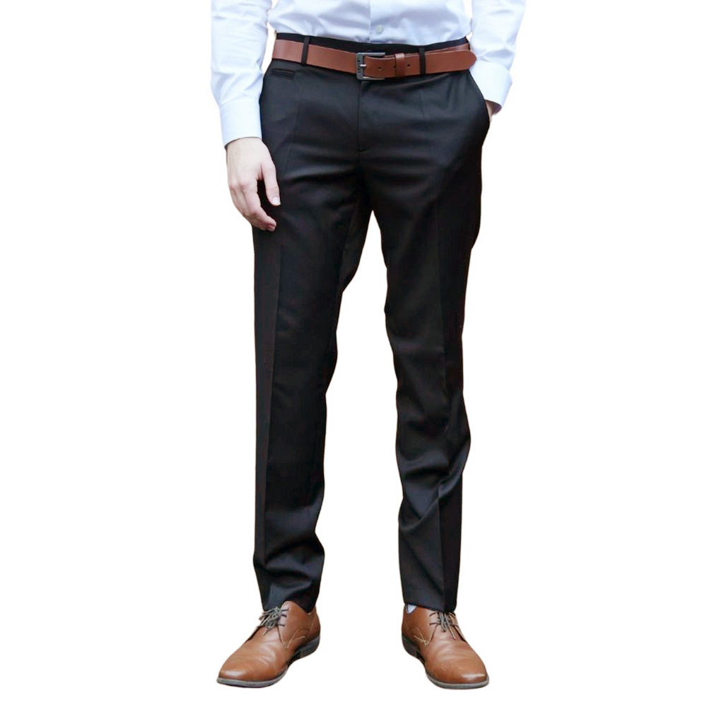 BOSS Genius Blue Slim Fit Trousers in Stretch Wool front