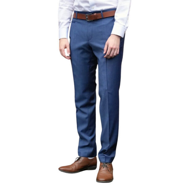 BOSS Genius Blue Slim-Fit Trousers in Stretch Wool - Image 3