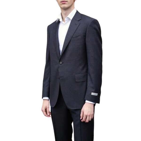 CANALI Pure Wool Check Slim Fit Navy Suit side