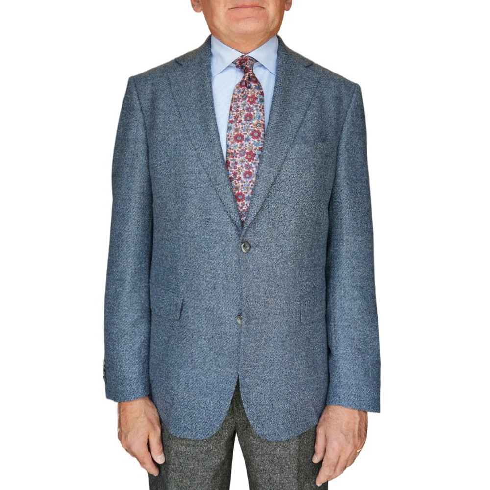 EDUARD DRESSLER Light Blue Grained Wool Jacket front