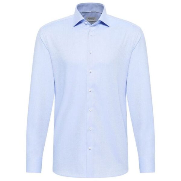 ETERNA 1863 Modern Fit Light Blue Herringbone Shirt - Image 2