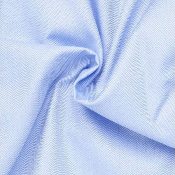 ETERNA 1863 Modern Fit Light Blue Herringbone Shirt - Image 3