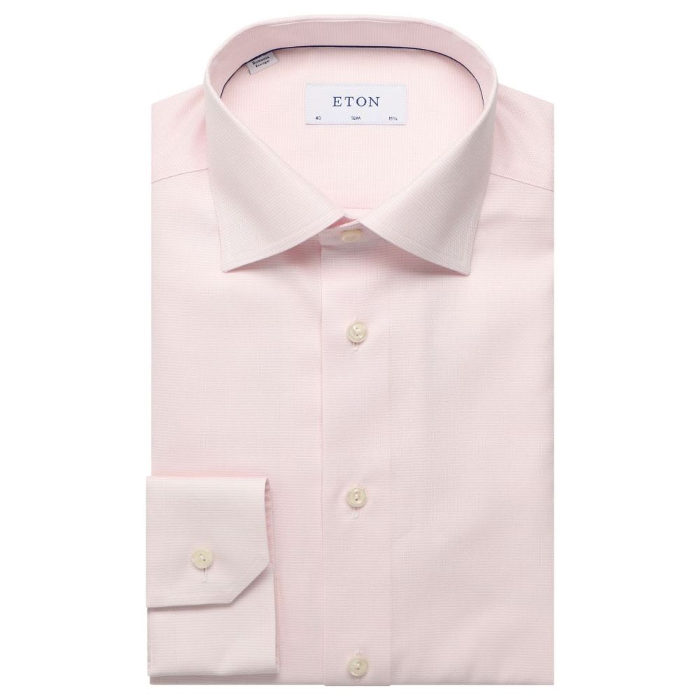 Eton Super Fine Check Slim Fit Pink Shirt