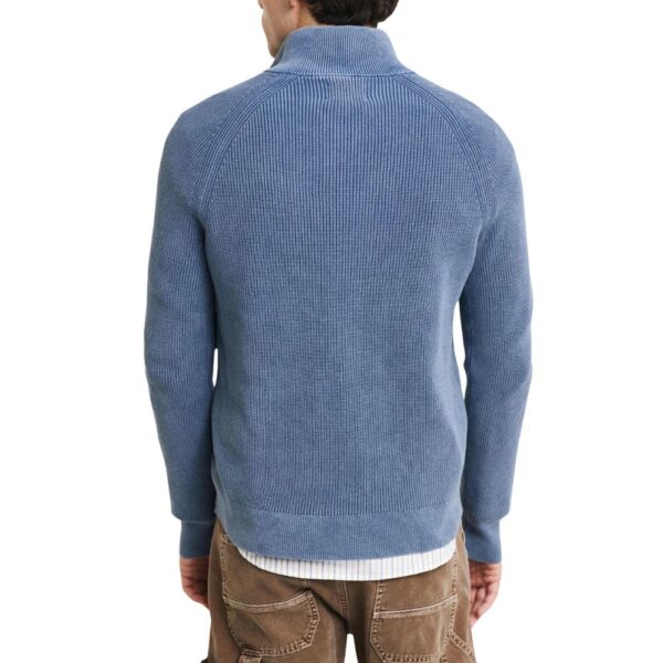 GANT Blue Washed Ribbed Half Zip Sweater 2