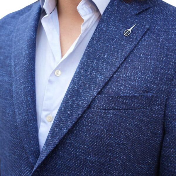 Paoloni Blue Contemporary Fit Grained Jacket detail