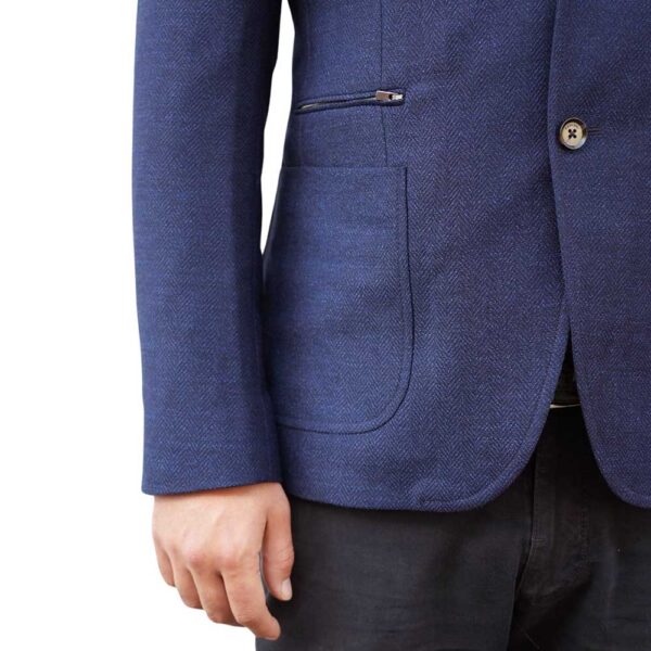 Paoloni Navy Herringbone Jacket With Insert - Image 6