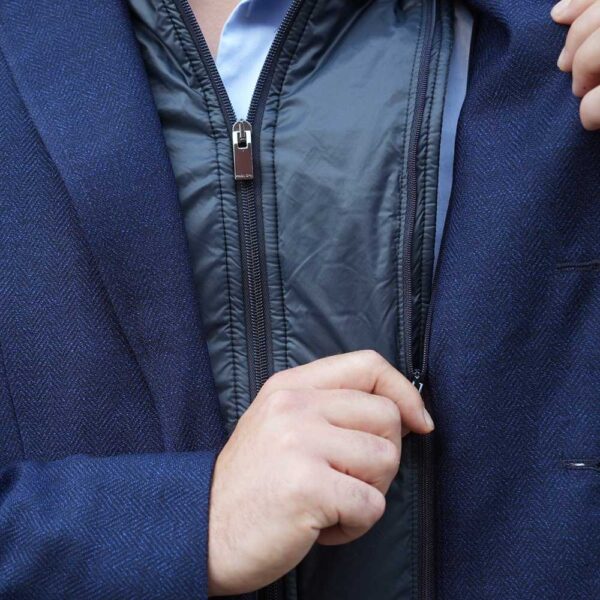 Paoloni Navy Herringbone Jacket With Insert - Image 2