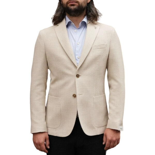 Paoloni Virgin Wool and Cotton Twill Contemporary Fit Stone Jacket