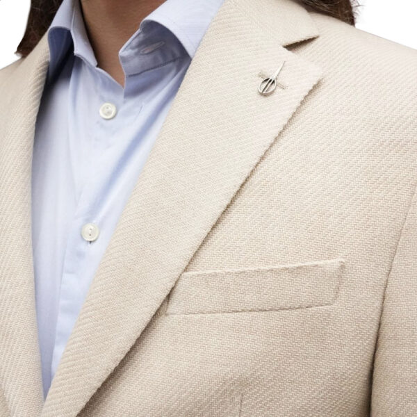 Paoloni Virgin Wool and Cotton Twill Contemporary Fit Stone Jacket detail