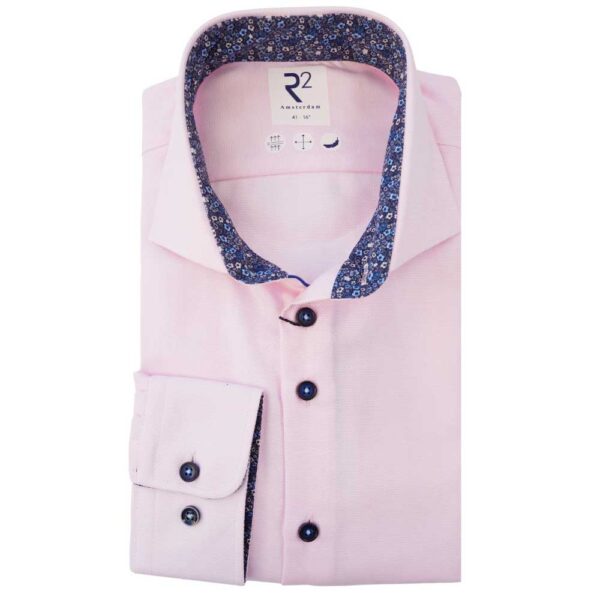 R2 Pink Shirt with Floral Trim 1