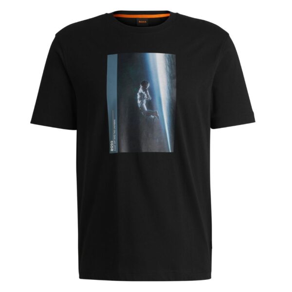 BOSS Black Cotton Jersey T-shirt With Seasonal Artwork