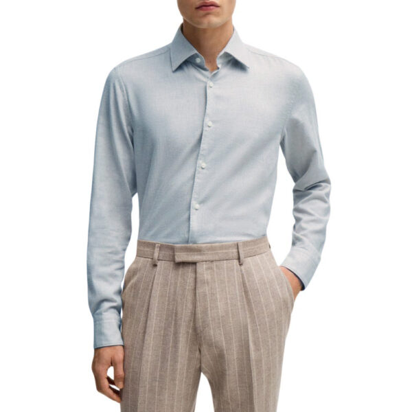 BOSS Hank Slim Fit Pastel Blue Shirt In Printed Performance Stretch Material 2