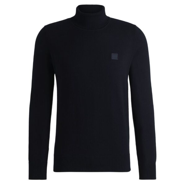 BOSS Rollneck Regular fit Navy Sweater in Cotton and Cashmere