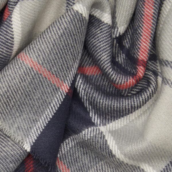 Barbour Grey Swinton Beanie And Navy Check Scarf Gift Set 2