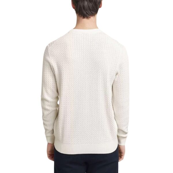 Bugatti Ivory Cotton and Cashmere Waffle Design Crew Neck Sweater 3