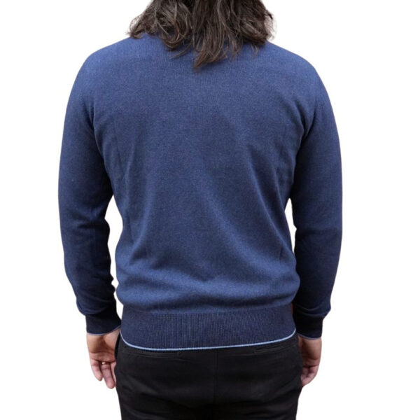 Codice Wool Cashmere Blue Half Zip Sweater back