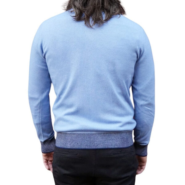 Codice Wool & Cashmere Light Blue Half Zip Sweater - Image 3