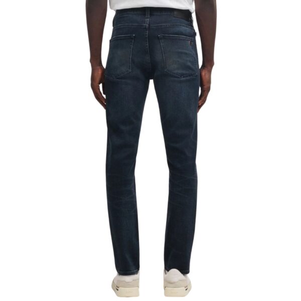 Delaware slim fit jeans in blue black slubby denim 1