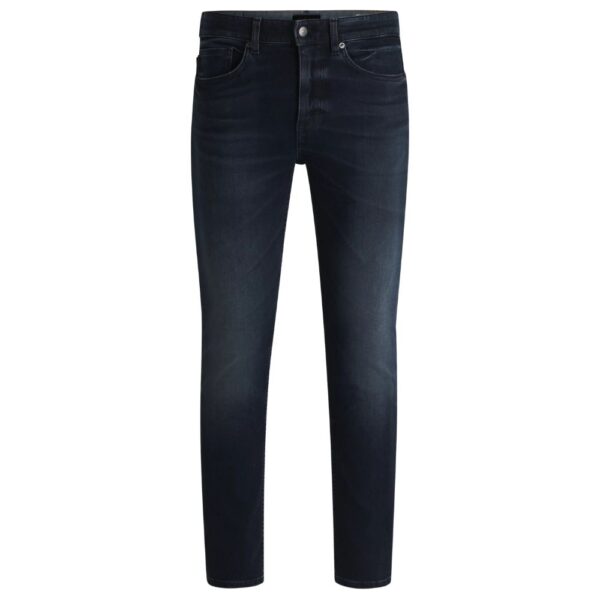 Delaware slim fit jeans in blue black slubby denim