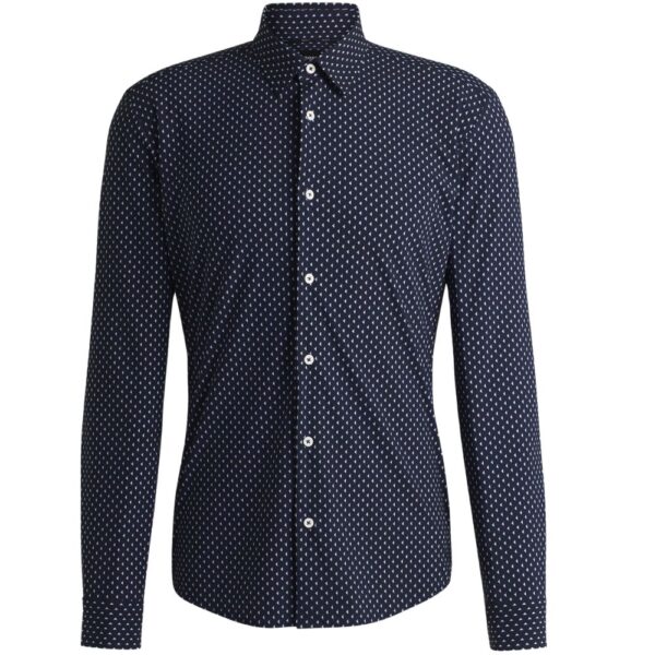 BOSS Roan Slim-fit Shirt in Geometric Print Performance Stretch Fabric