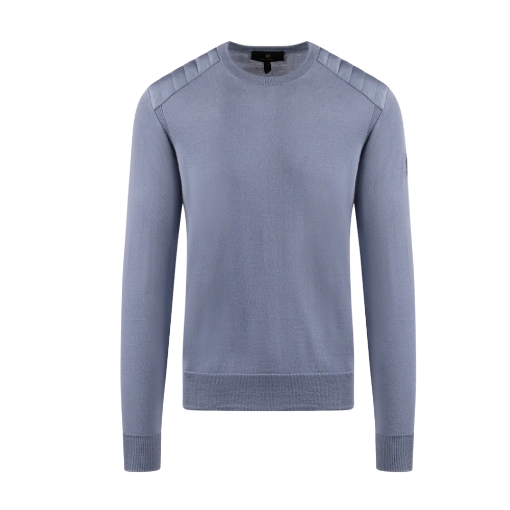 Belstaff Kerrigan Blue Flint Merino Wool Crewneck Jumper